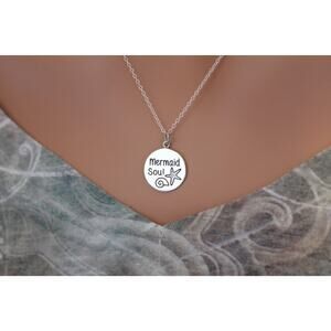 Sterling Silver Mermaid Soul Beach Charm Necklace, Sterling Silver Mermaid Charm